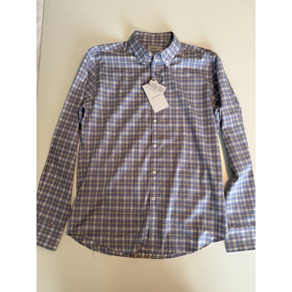 NWT Savannah Plaid Long Sleeve Button Down Shirt Men's M  Travel, Golf